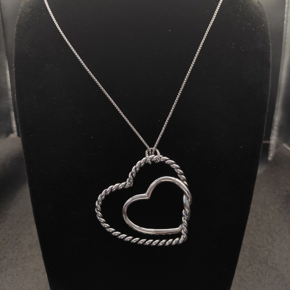 David Yurman Sterling Silver Large Twisted Open Heart Pendant Necklace